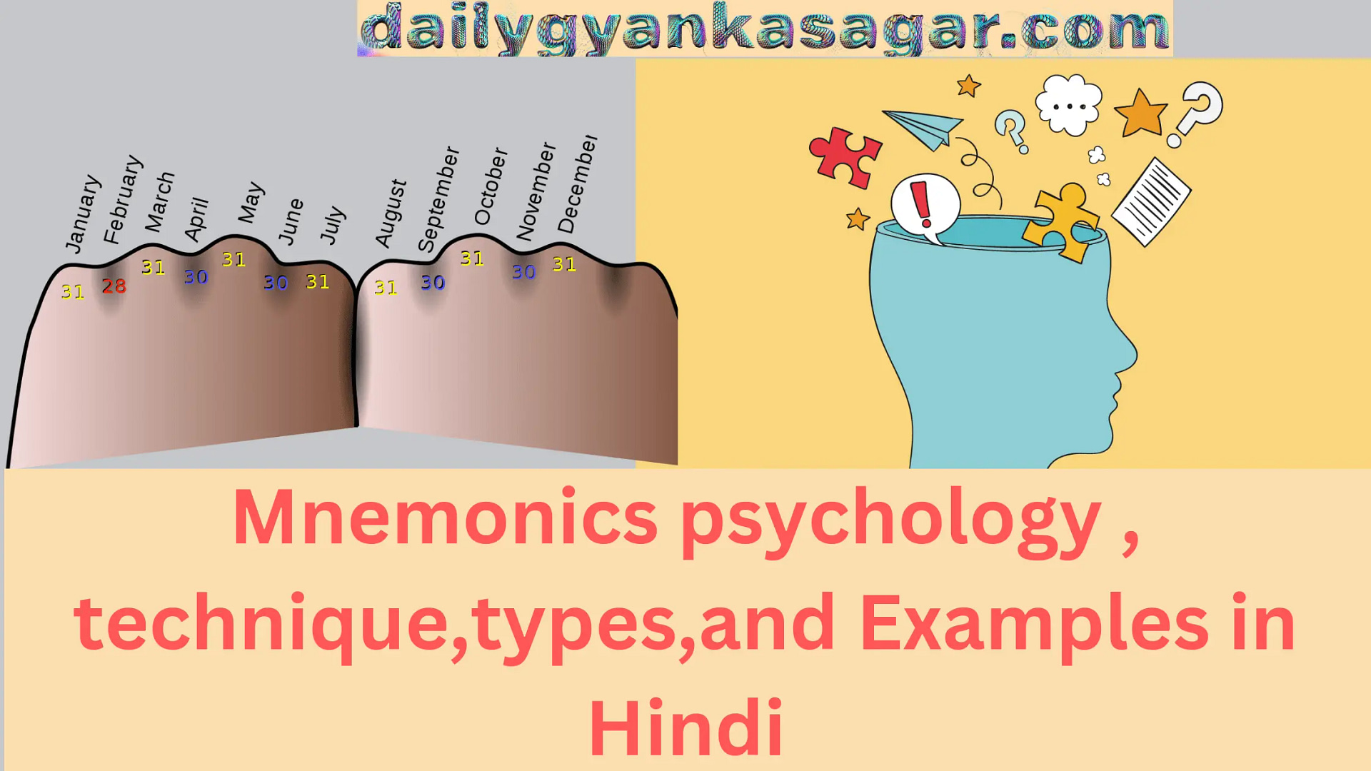 Mnemonics psychology , technique,types,and Examples in Hindi